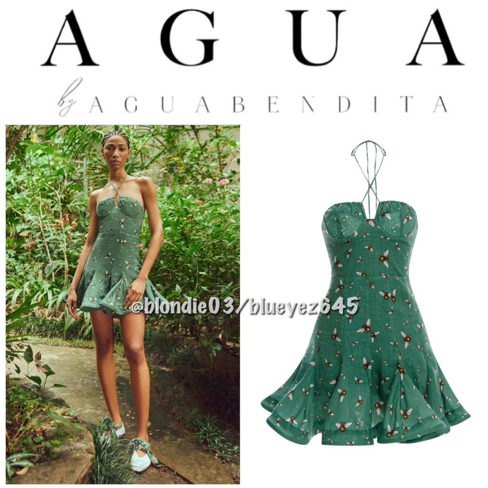 Agua by Agua Bendita Anturio Astro Esmeralda linen bee dress 🐝 XS NWT